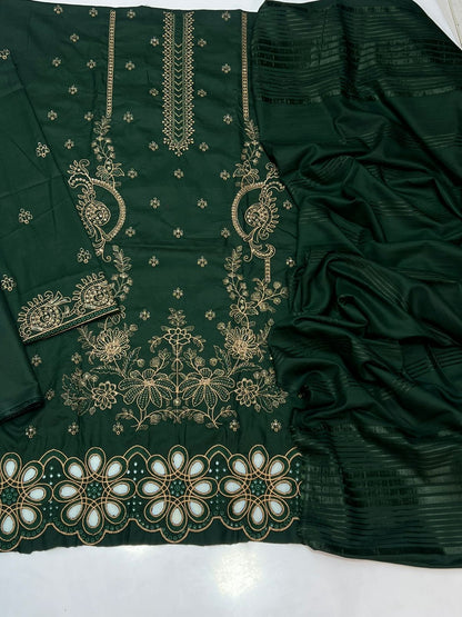 pakiza emb 3pc with fancy dupta