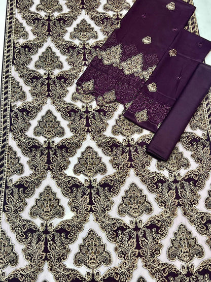 bhank 3pc emb by husain rehar