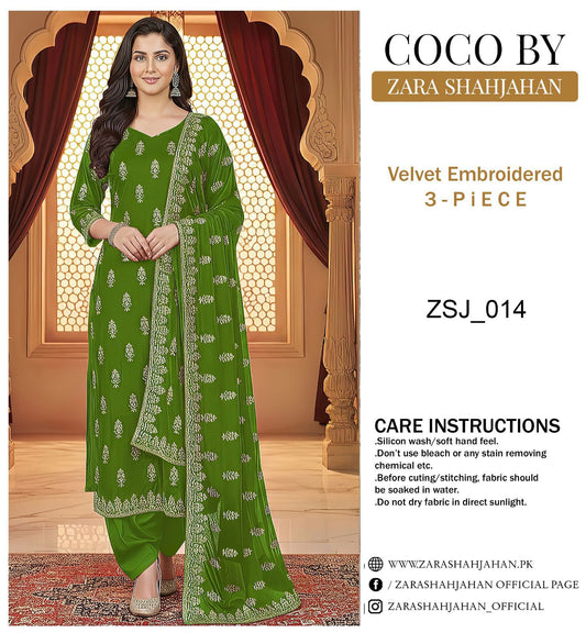 coco by zara shahjahan 3pc velvet emb