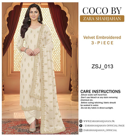 coco by zara shahjahanvelvet emb 3pc